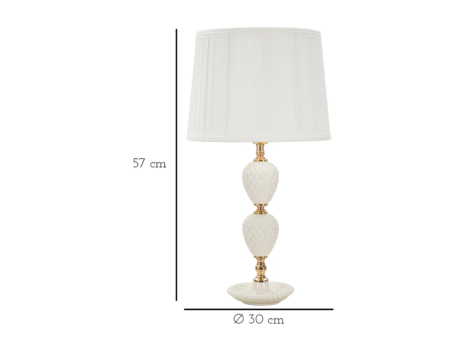 Lampe à Poser en Céramique "Annunziata" 57cm Blanc & Or