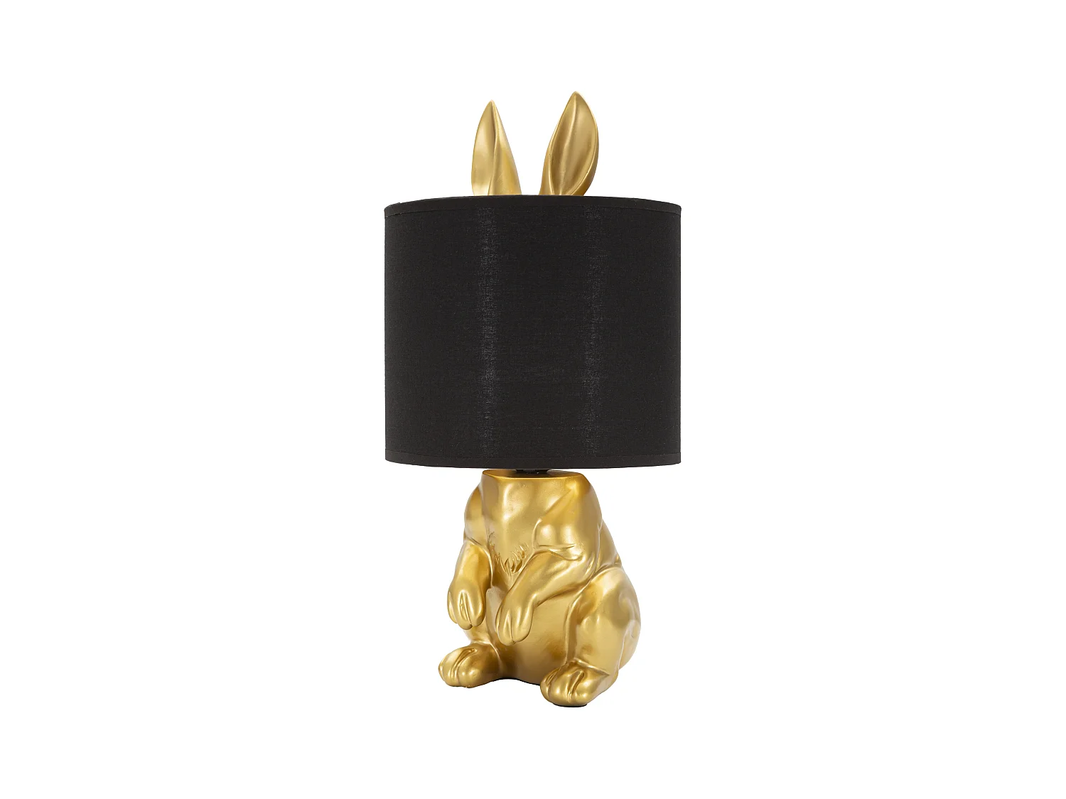 Lampe de table en forme de lapin doré - Design unique - Dimensions : Ø 20 cm x H 43 cm - Matière : résine, fer, papier et tissu