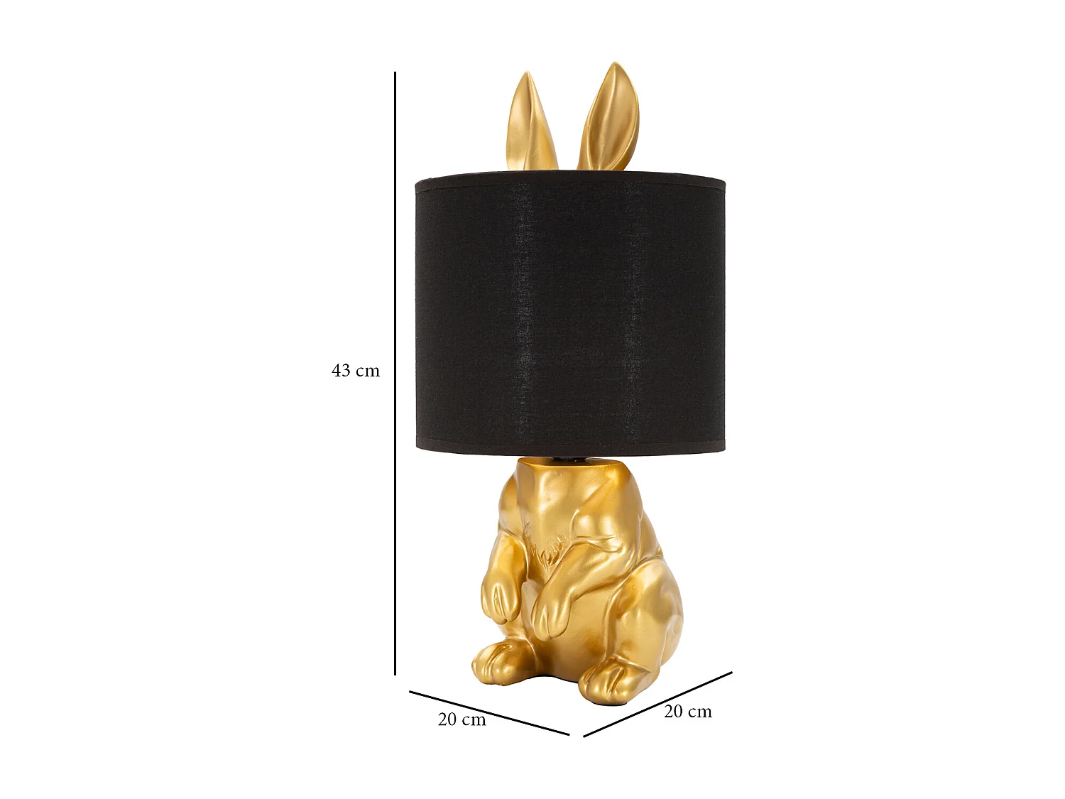 Lampe à Poser Design "Lapin" 43cm Or & Noir