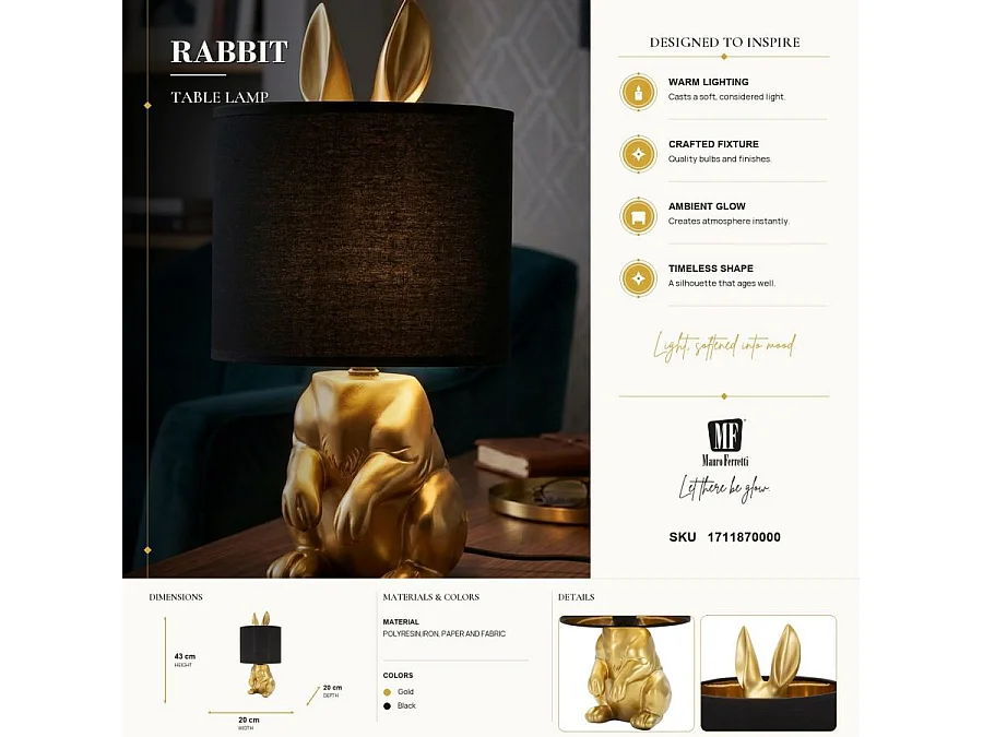 Gouden hars tafellamp Ø 20x43 cm