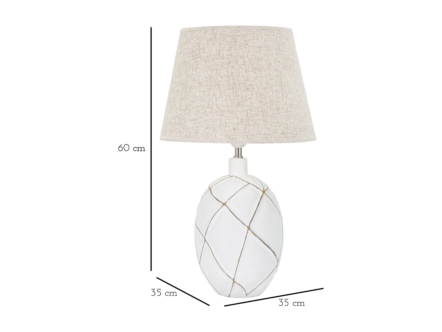 Lampe à Poser en Résine "Lines" 60cm Blanc & Naturel