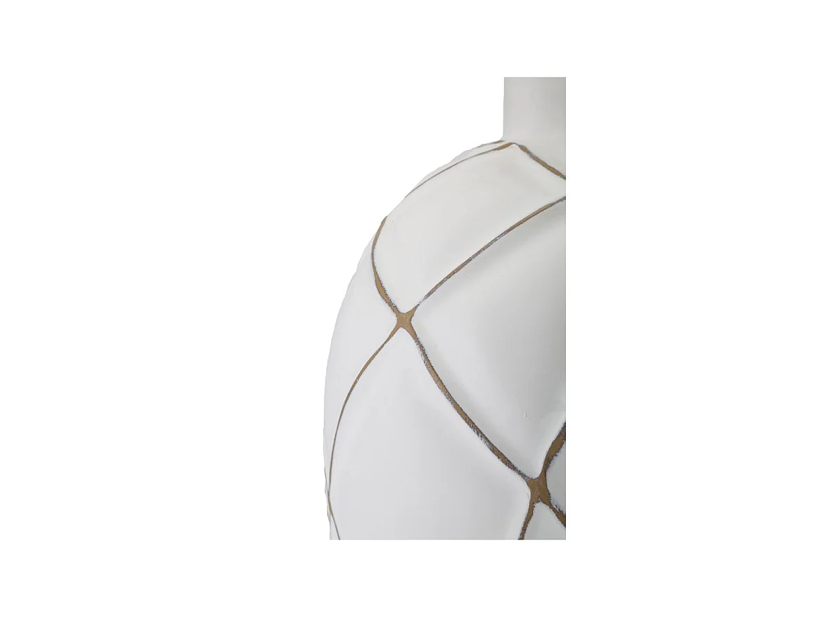 Witte hars tafellamp met beige lampenkap, Ø 35x60 cm