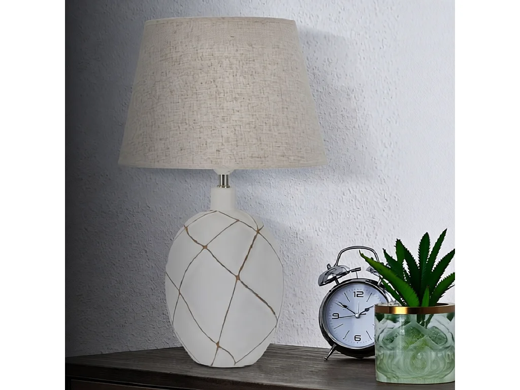 Lampa stołowa Lines, kolor bielony, 35 x 35 x 60 cm, 1 x E27, max. 40 W, Mauro Ferretti