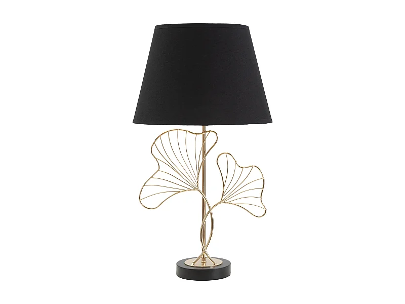 Lampada da tavolo in metallo dorata con foglie Ø cm 30x60