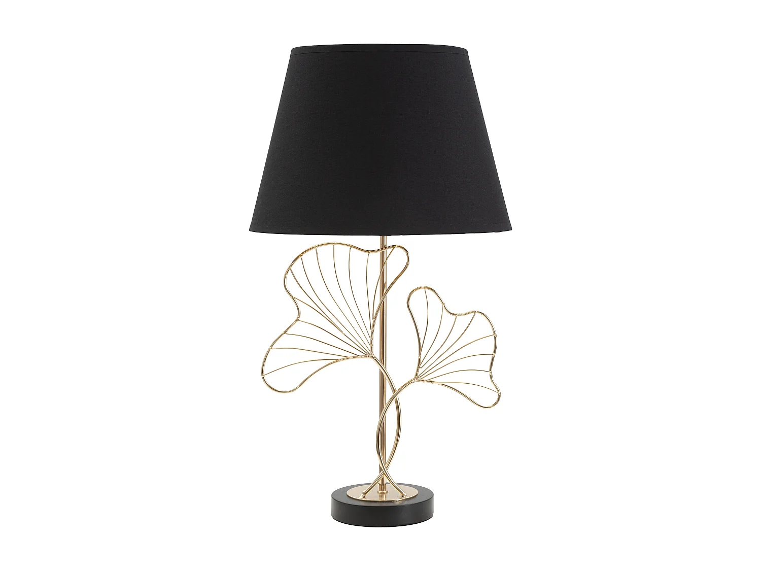 Lampada da tavolo in metallo dorata con foglie Ø cm 30x60