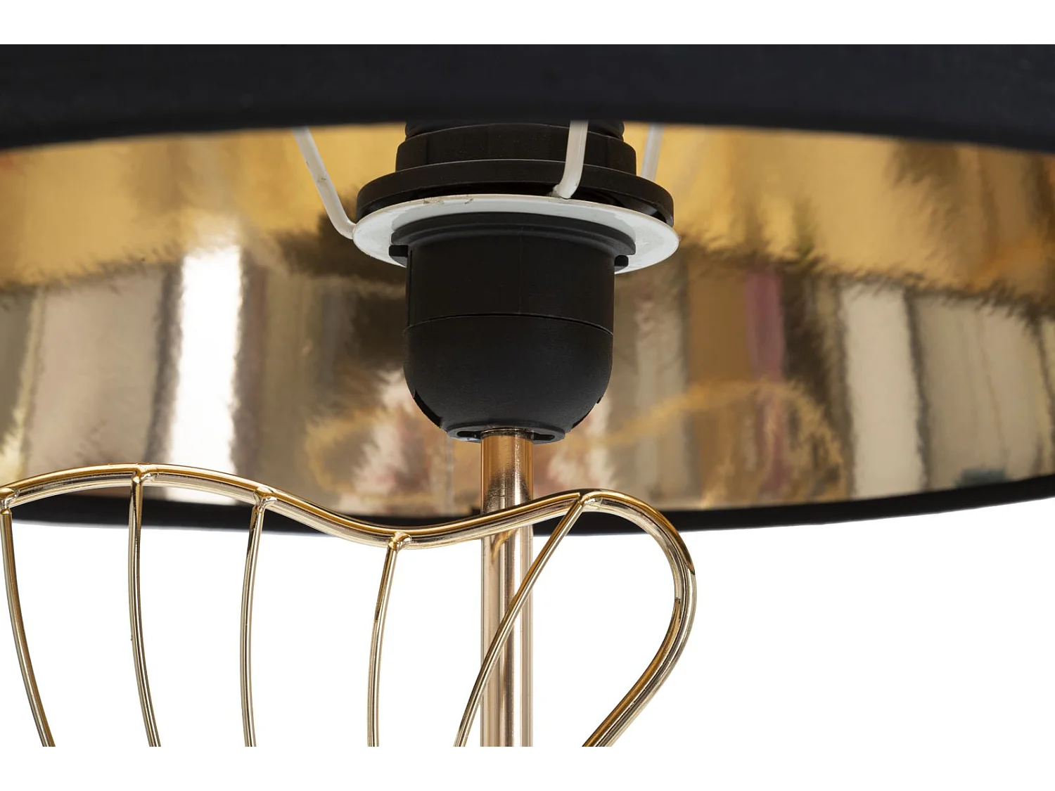 Lampada da tavolo in metallo dorata con foglie Ø cm 30x60