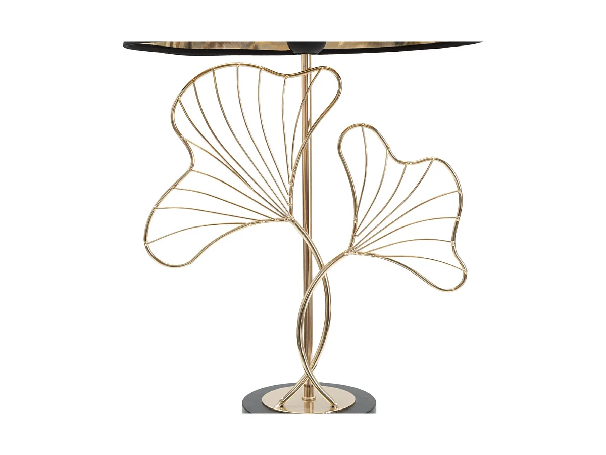 Lampada da tavolo in metallo dorata con foglie Ø cm 30x60