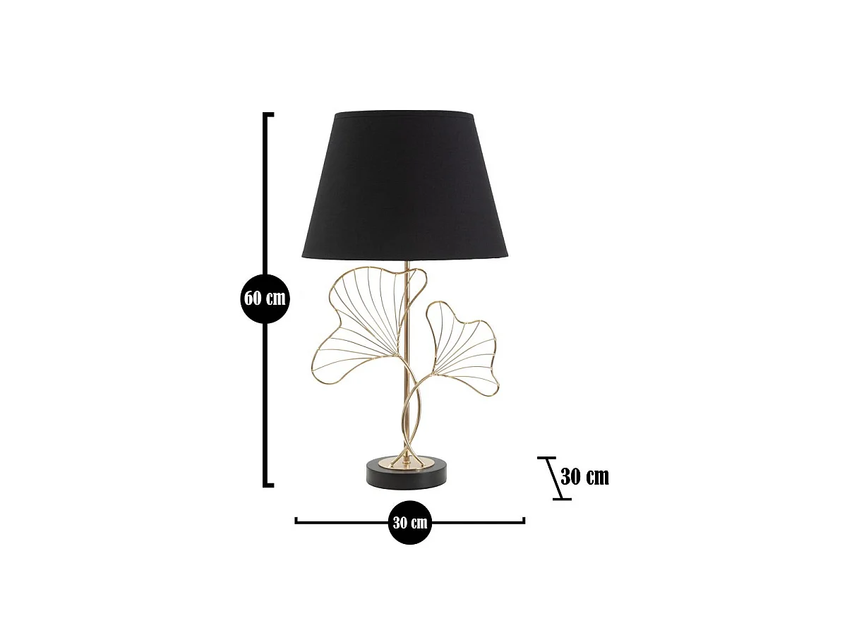 Lampada da tavolo in metallo dorata con foglie Ø cm 30x60