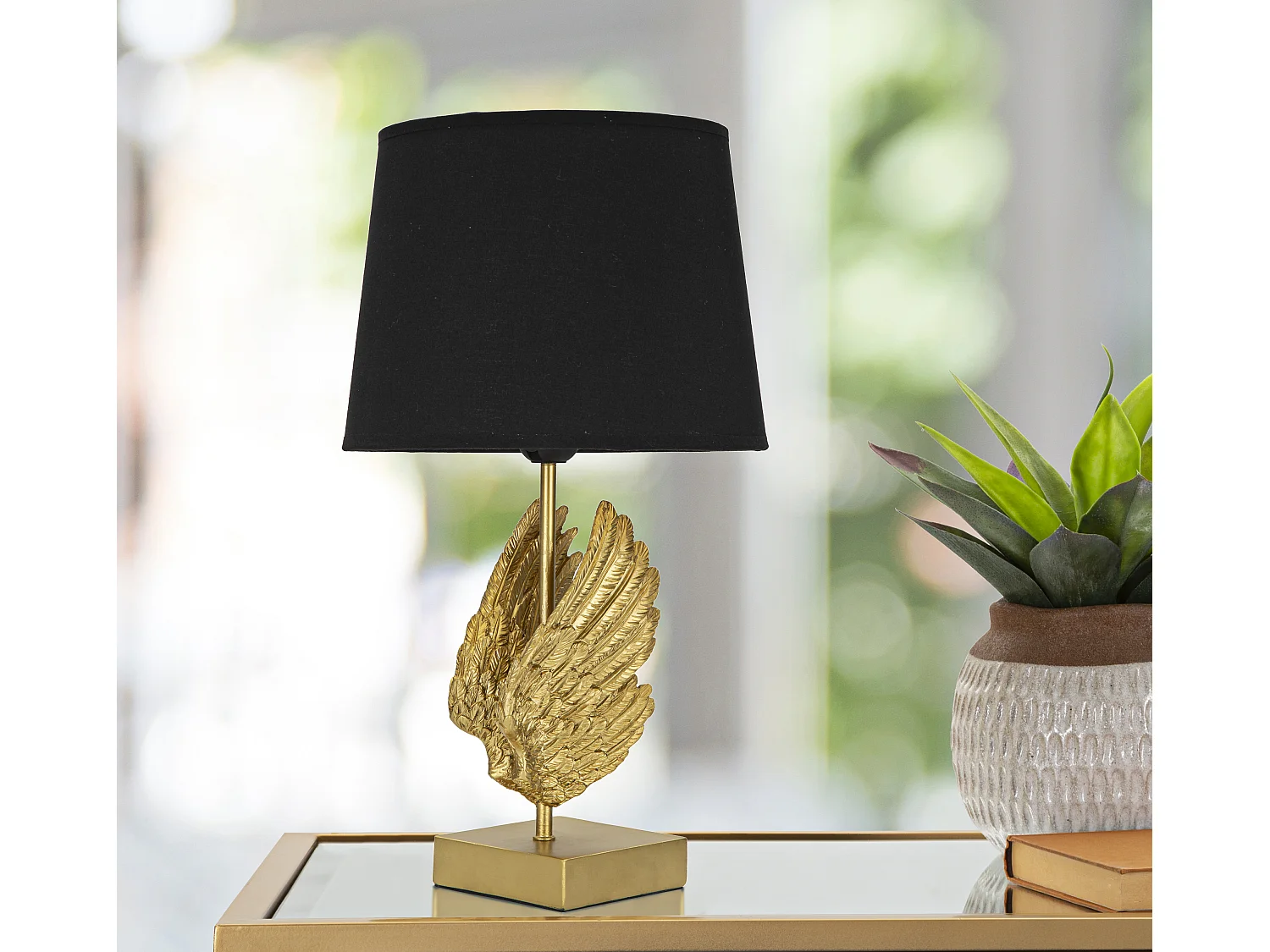 Lampe à Poser Design "Wings" 45cm Or & Noir