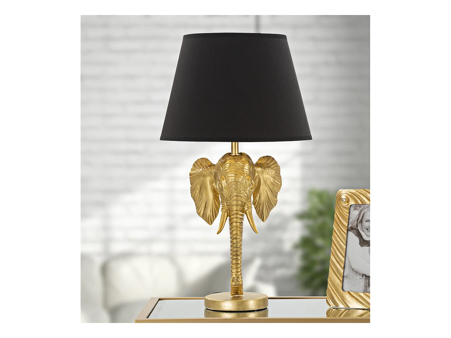 Lampe à Poser Design "Elephant" 59cm Or & Noir