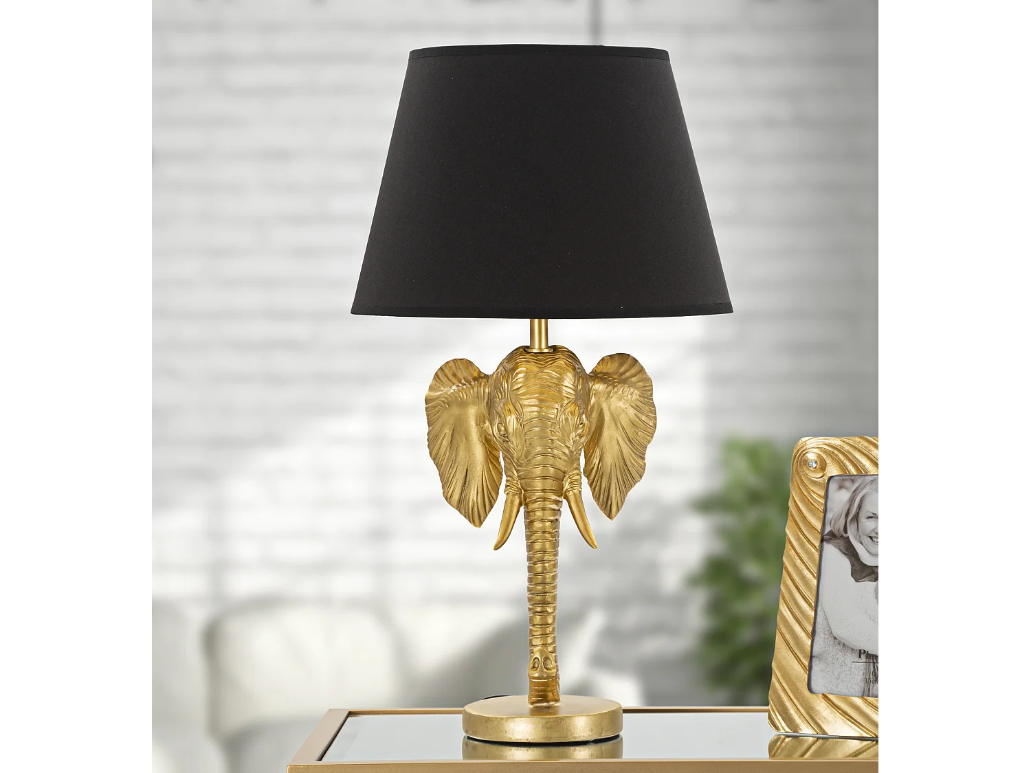 Lampe à Poser Design "Elephant" 59cm Or & Noir