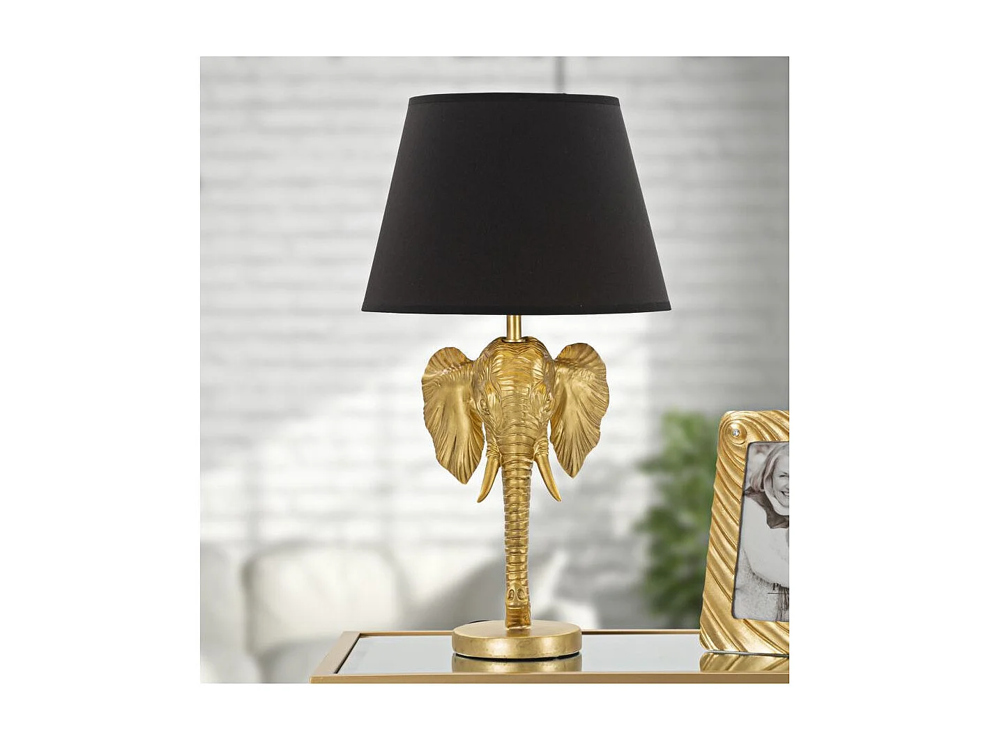 Lampe à Poser Design "Elephant" 59cm Or & Noir