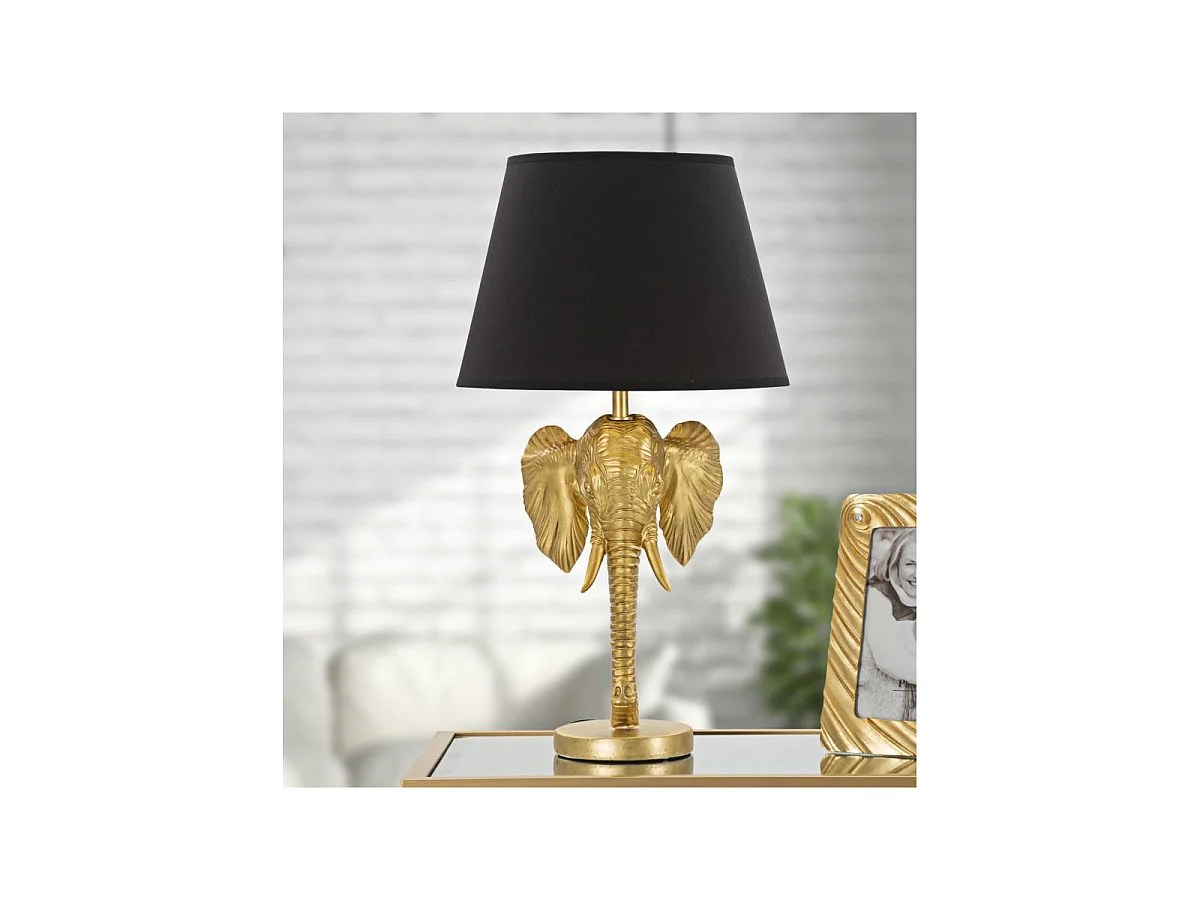Lampe à Poser Design "Elephant" 59cm Or & Noir