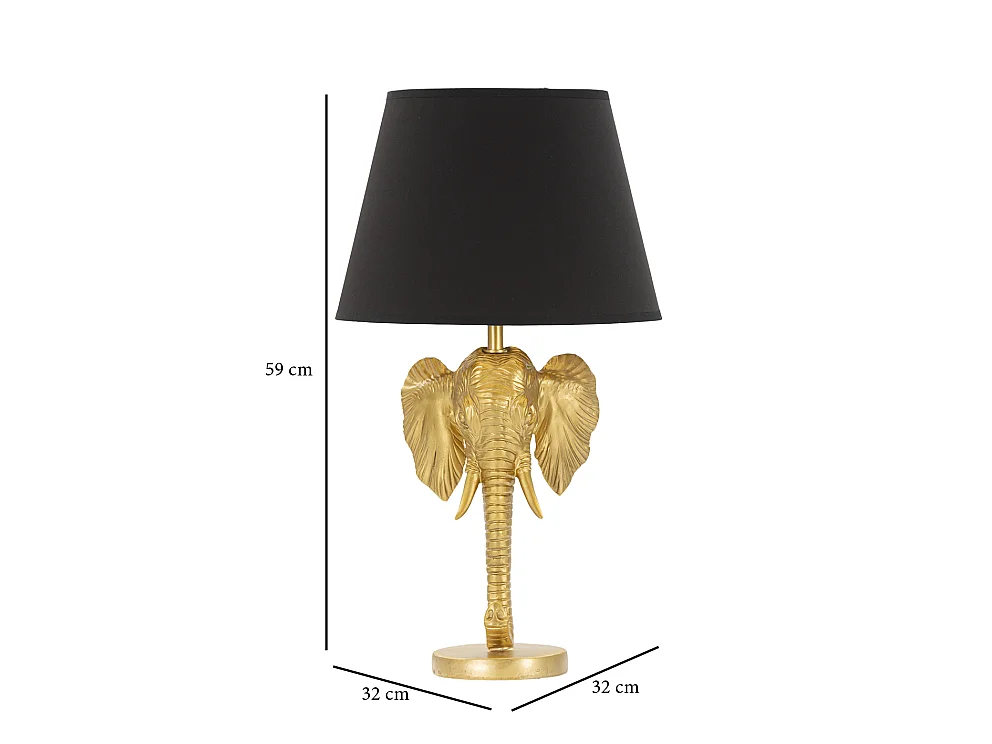 Lampe à Poser Design "Elephant" 59cm Or & Noir