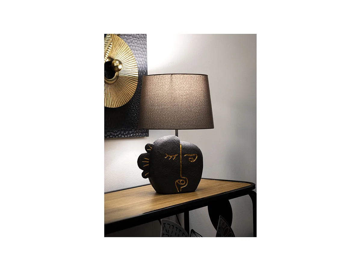 Lampe à Poser en Résine "Tribal" 39cm Marron