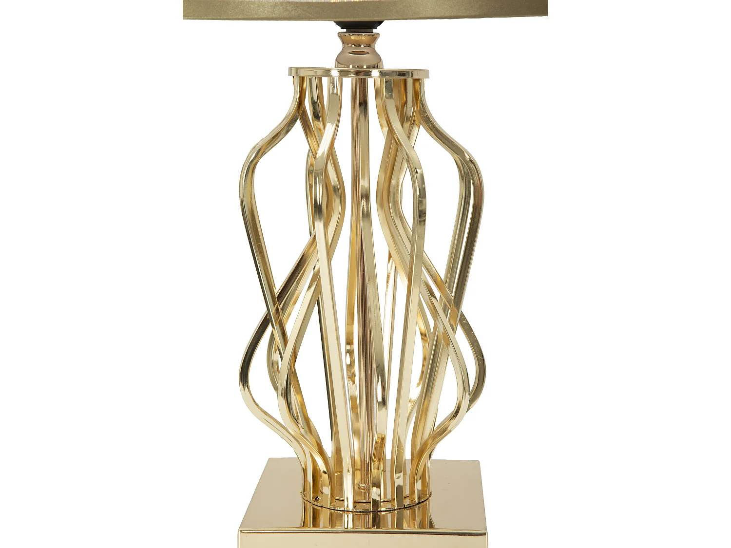 Lampada da tavolo in metallo dorata con paralume beige Ø cm 30x52