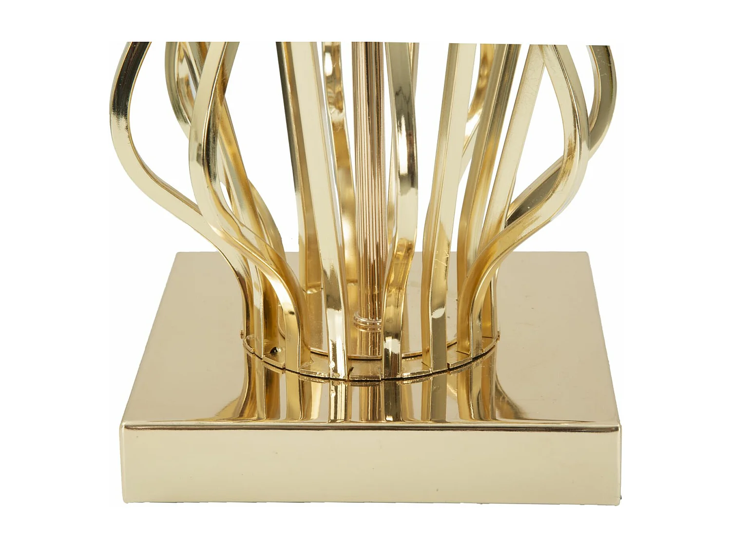 Lampada da tavolo in metallo dorata con paralume beige Ø cm 30x52