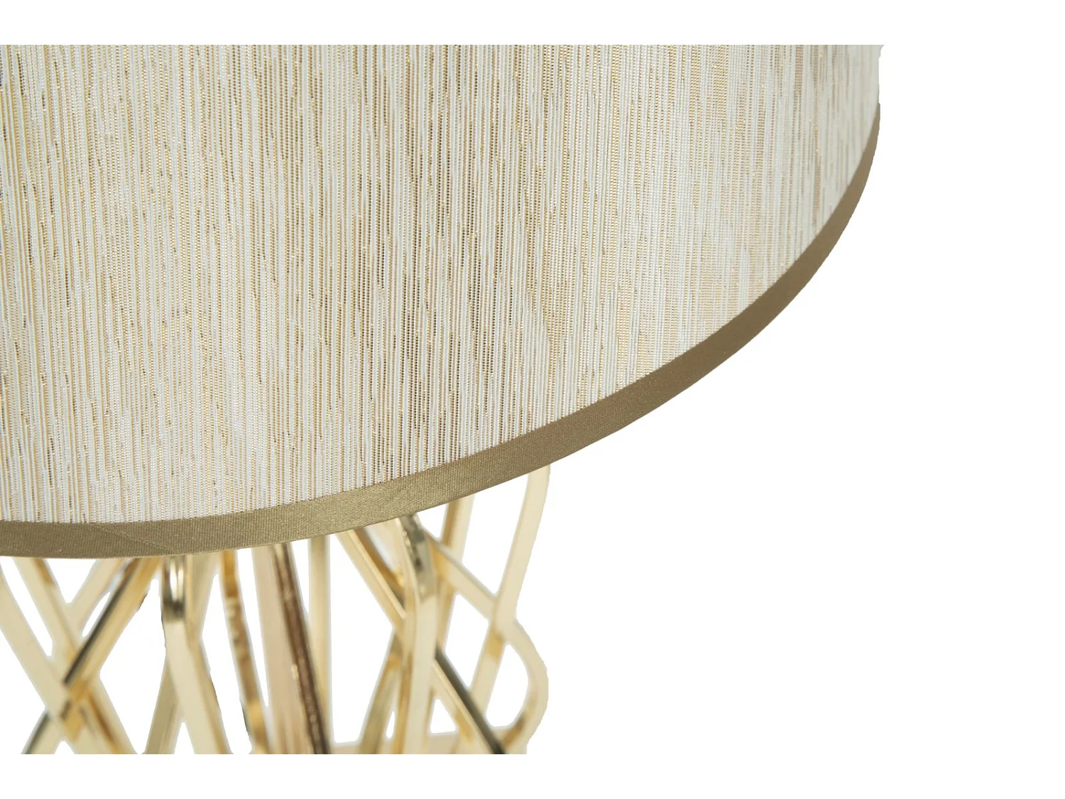 Lampada da tavolo in metallo dorata con paralume beige Ø cm 30x52