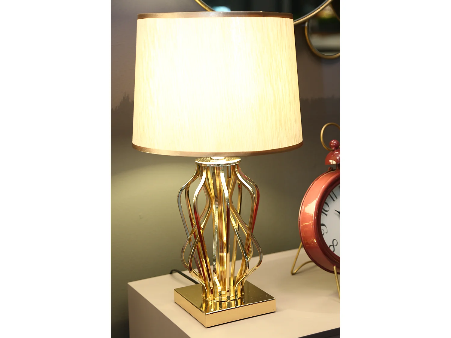 Lampe à Poser Design "Glam X" 52cm Or & Crème