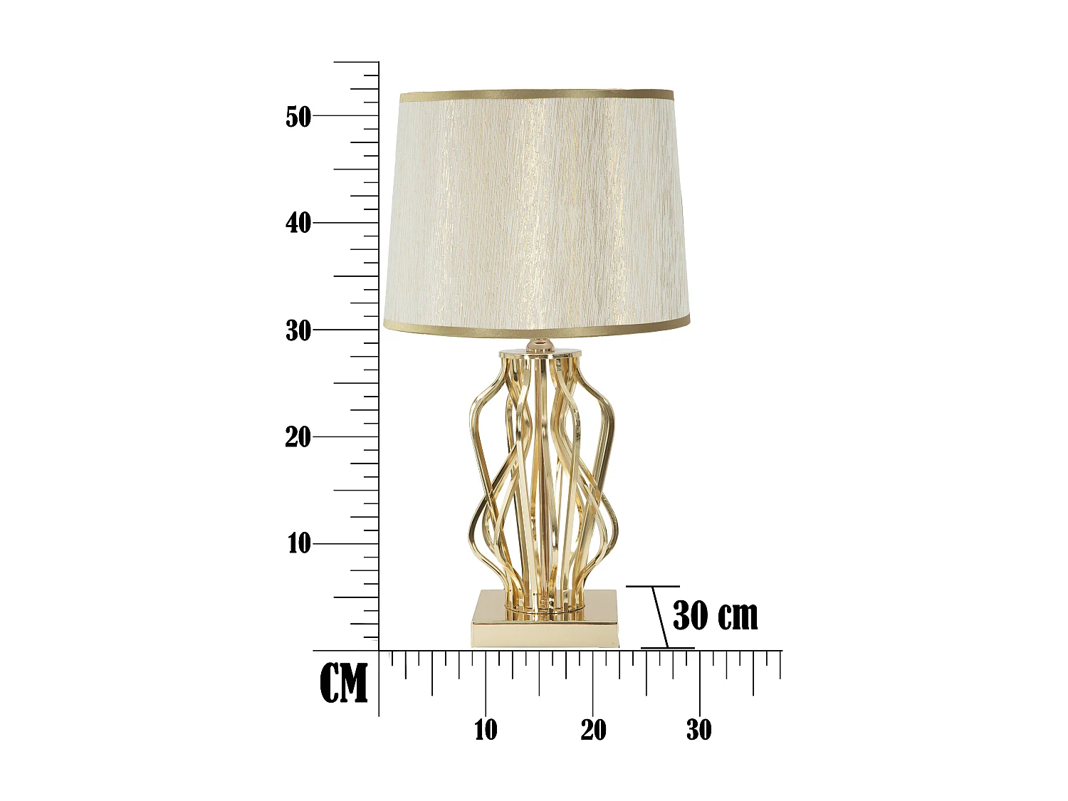 Lampe à Poser Design "Glam X" 52cm Or & Crème