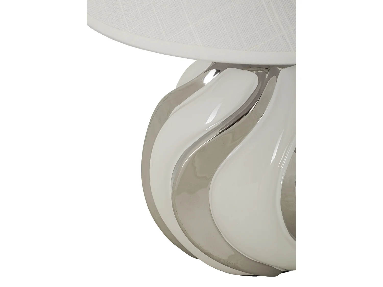 Lampada da tavolo in ceramica bianca e argentata Ø cm 30x42