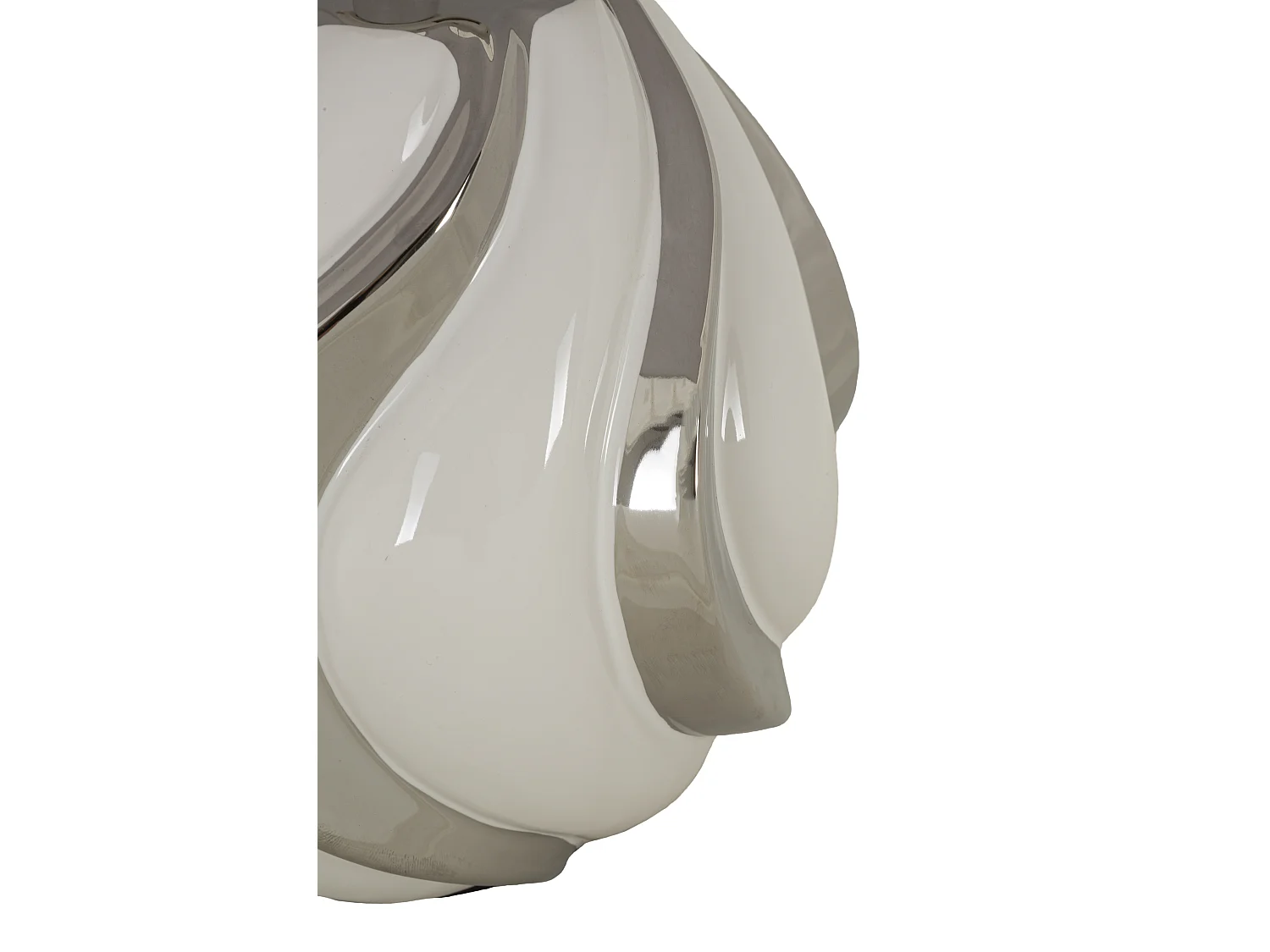 Lampada da tavolo in ceramica bianca e argentata Ø cm 30x42