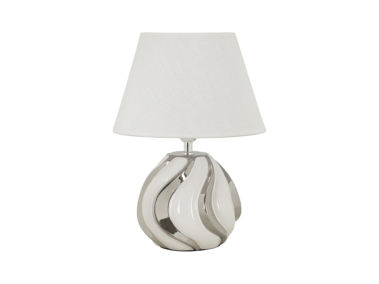 Lampe de table shiney - Céramique Blanche et Finitions Argentées, Ø 30 x 42 cm