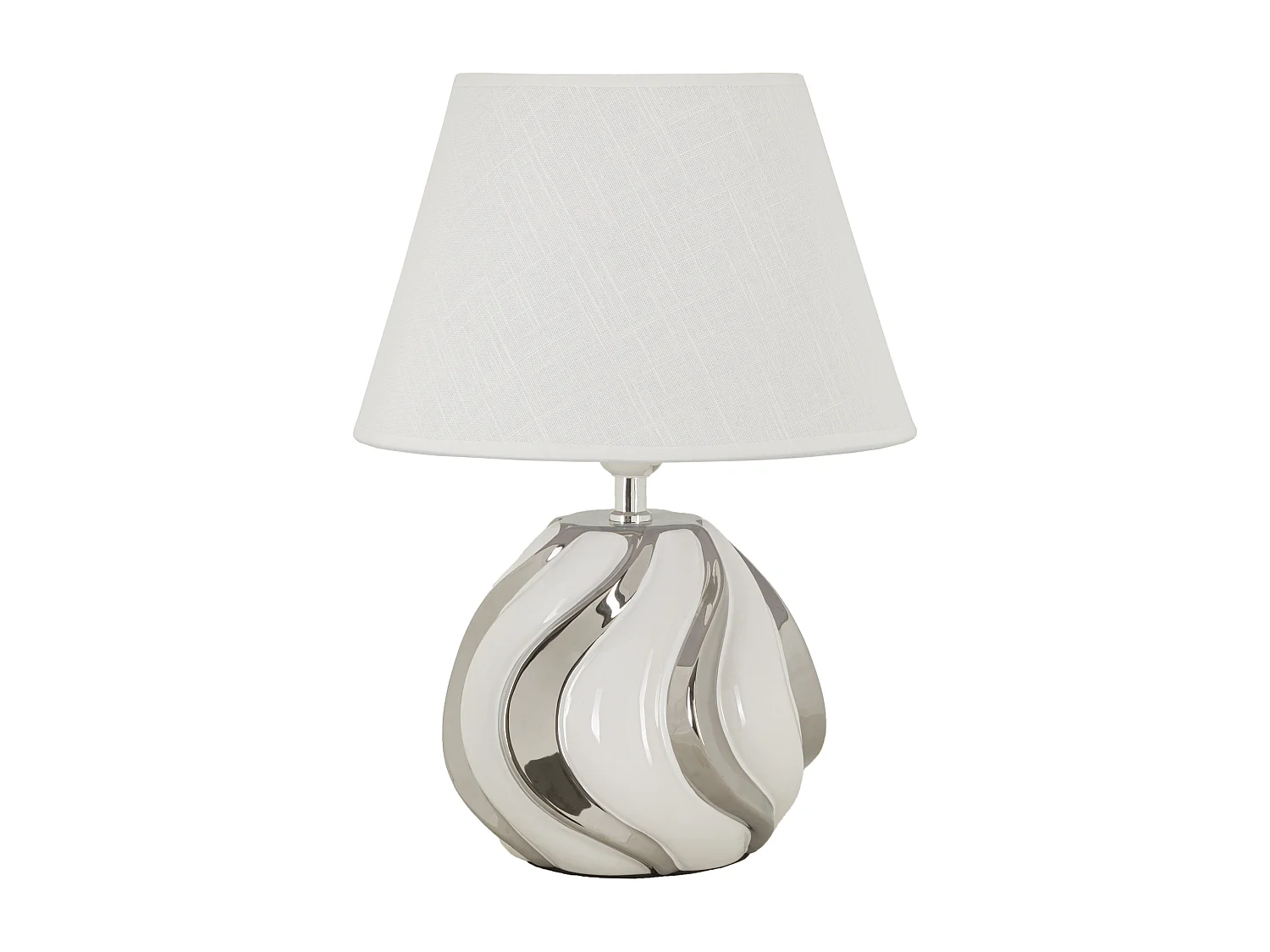 Lampe à Poser en Céramique "Shiney" 42cm Blanc & Argent