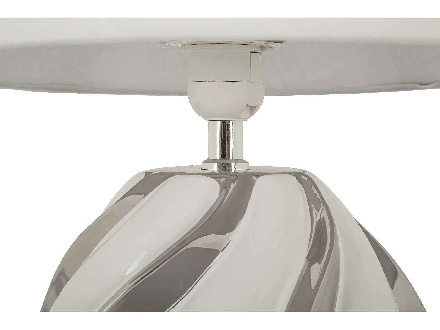 Lampe à Poser en Céramique "Shiney" 42cm Blanc & Argent