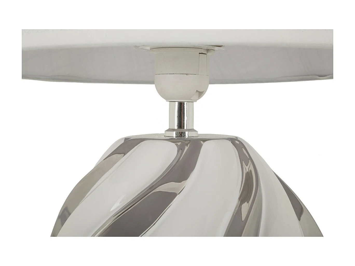 Lampe à Poser en Céramique "Shiney" 42cm Blanc & Argent