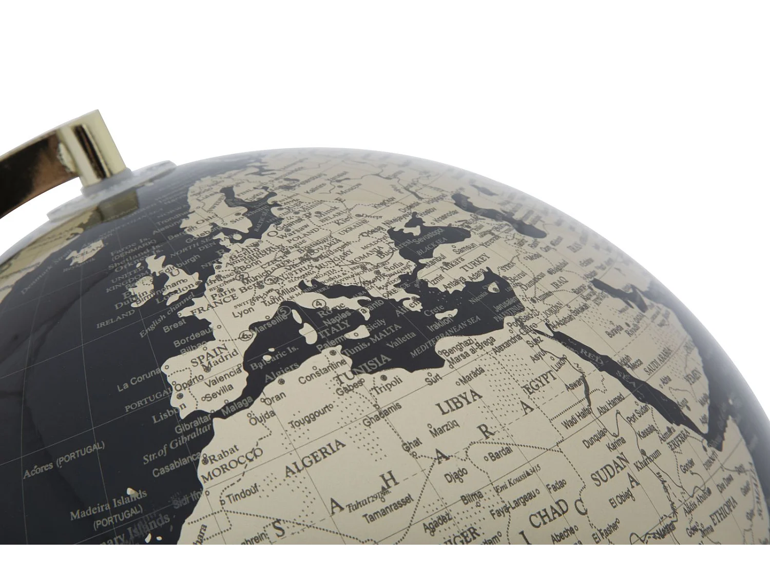 Lampada mappamondo in pvc e base in metallo dorato Ø cm 25x38