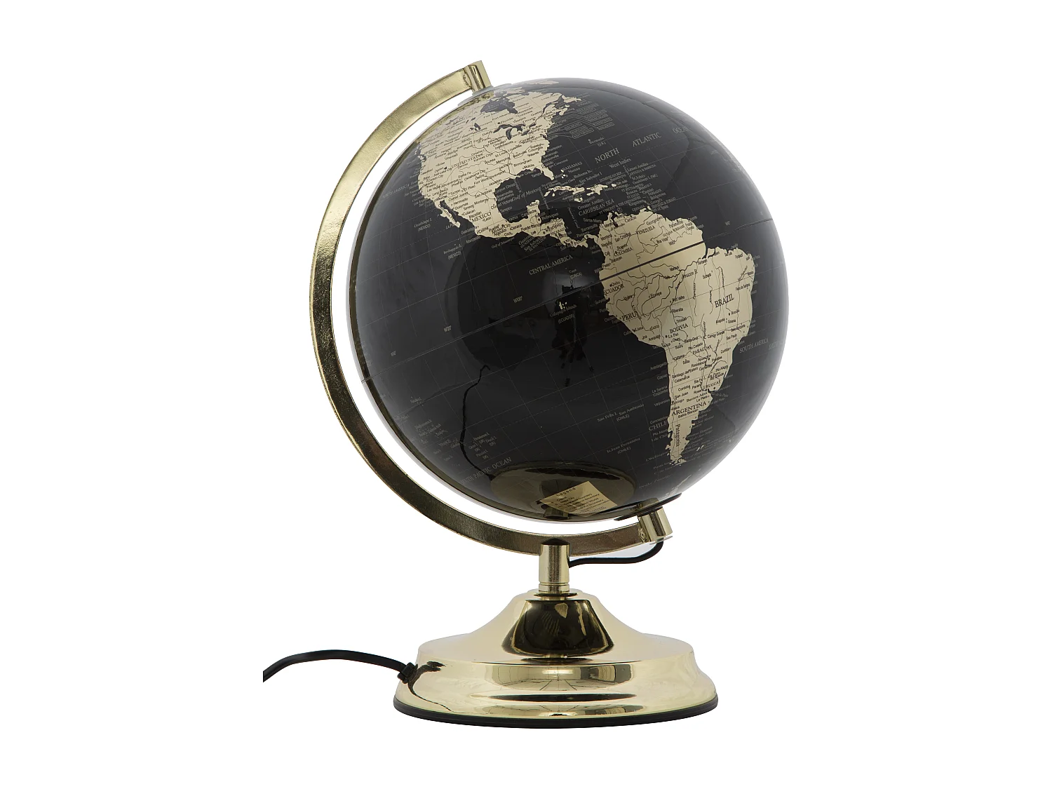 Lampada mappamondo in pvc e base in metallo dorato Ø cm 25x38