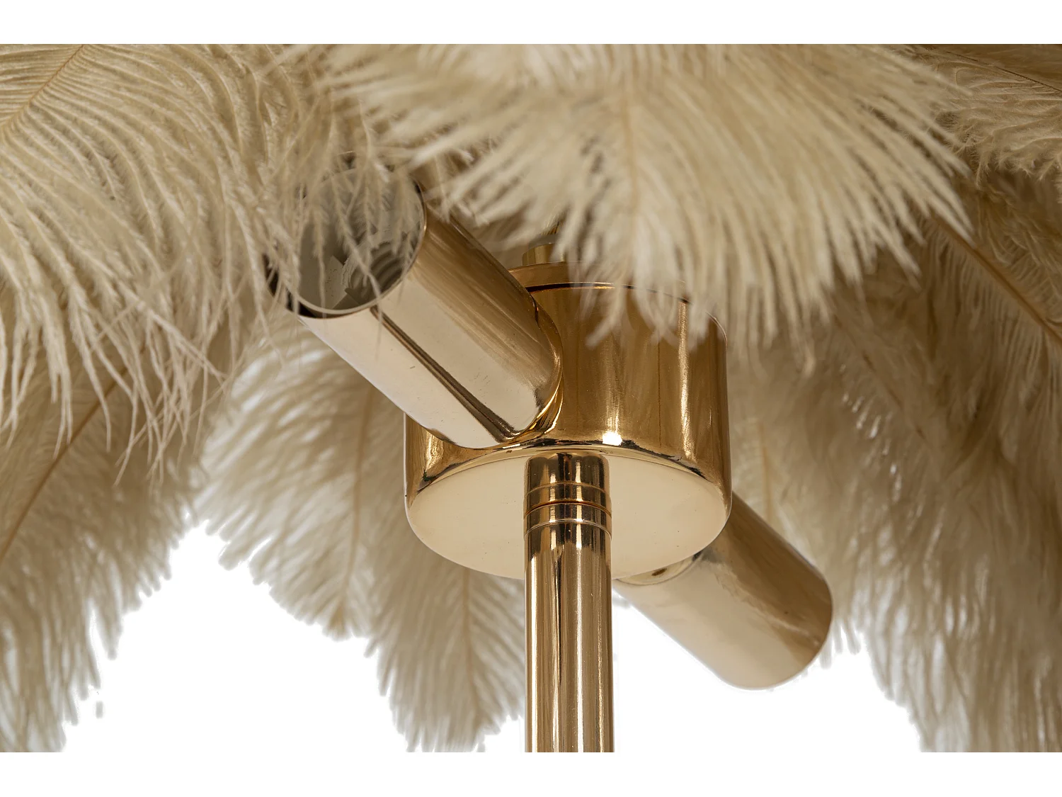 Lampe à Poser Imitation Plume "Palm" 60cm Or & Camel