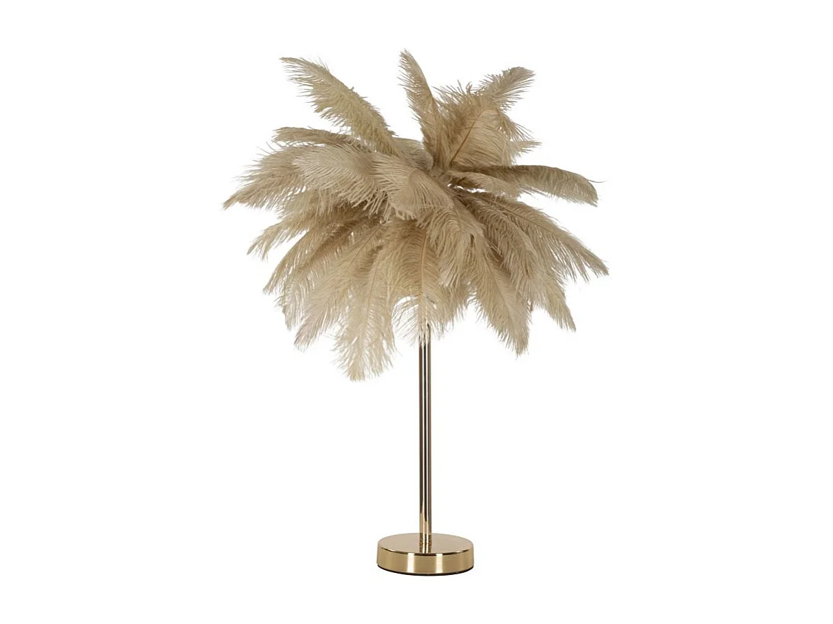 Tischlampe mit Federlampenschirm und 2 Lichtquellen Palm S - Braun