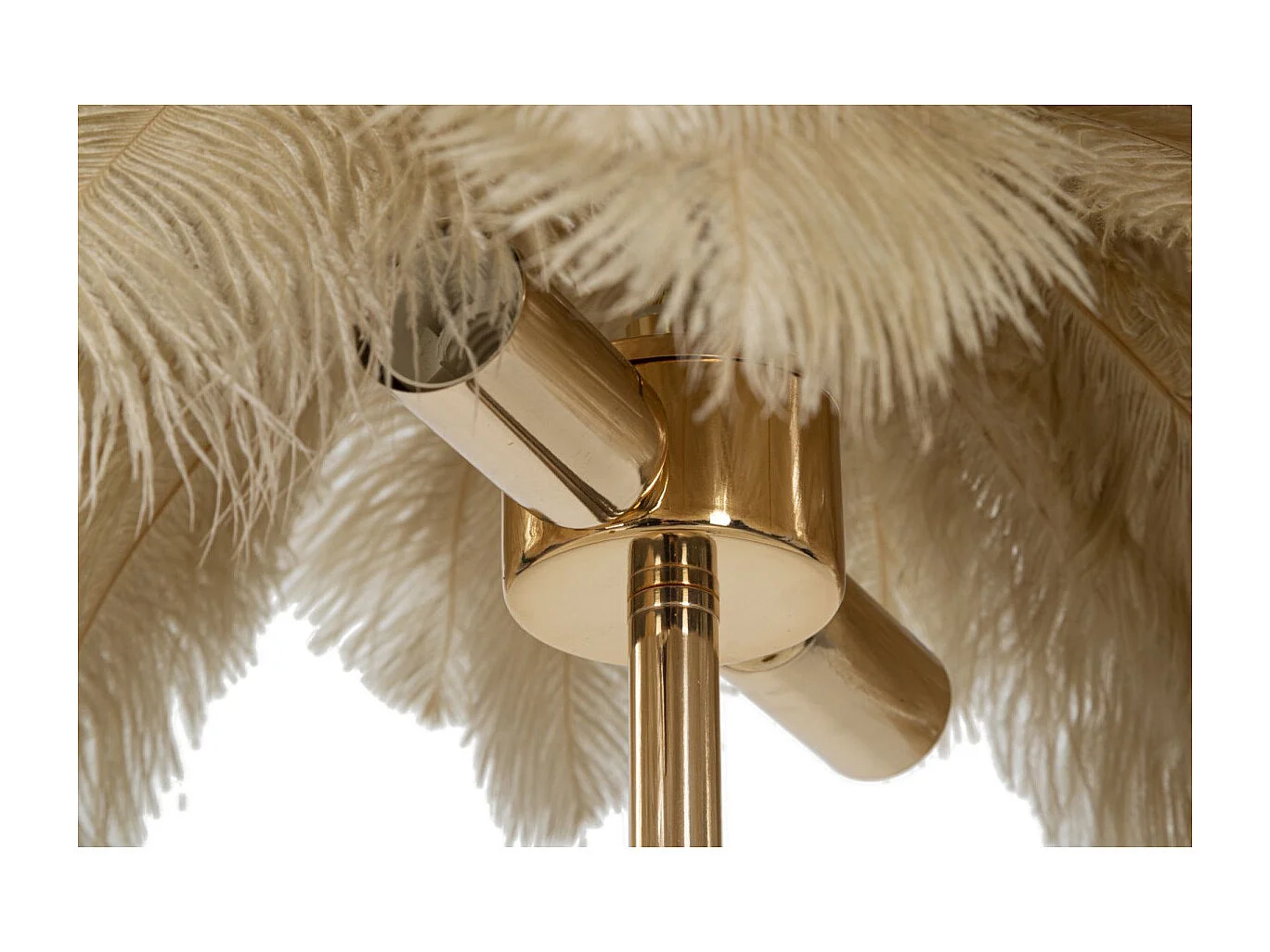 Tischlampe mit Federlampenschirm und 2 Lichtquellen Palm S - Braun