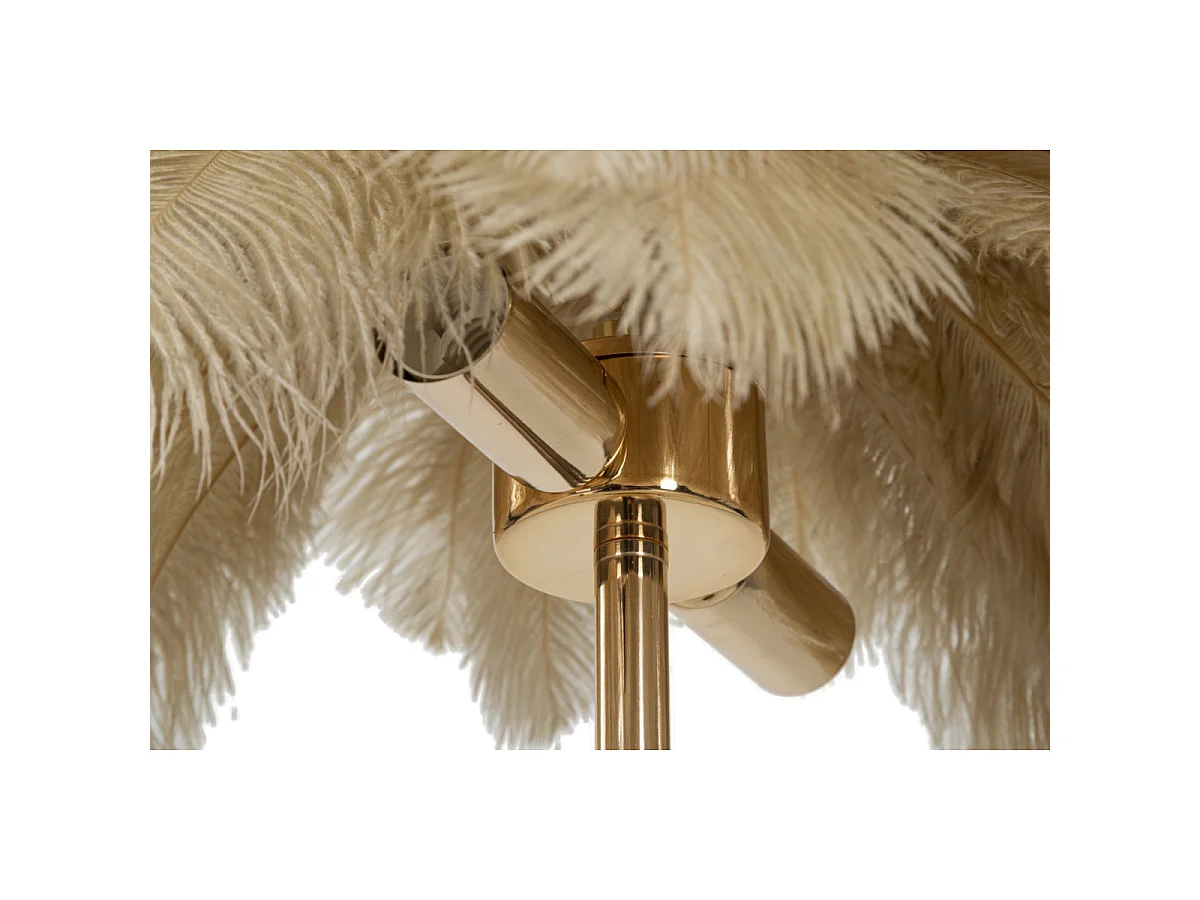 Lampe à Poser Imitation Plume "Palm" 60cm Or & Camel
