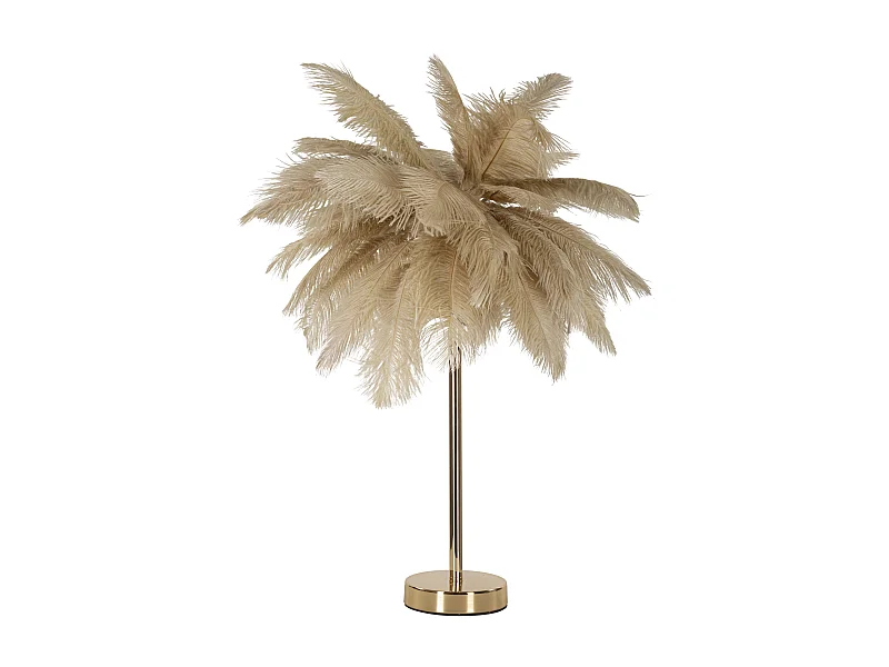 Lampe à Poser Imitation Plume "Palm" 60cm Or & Camel