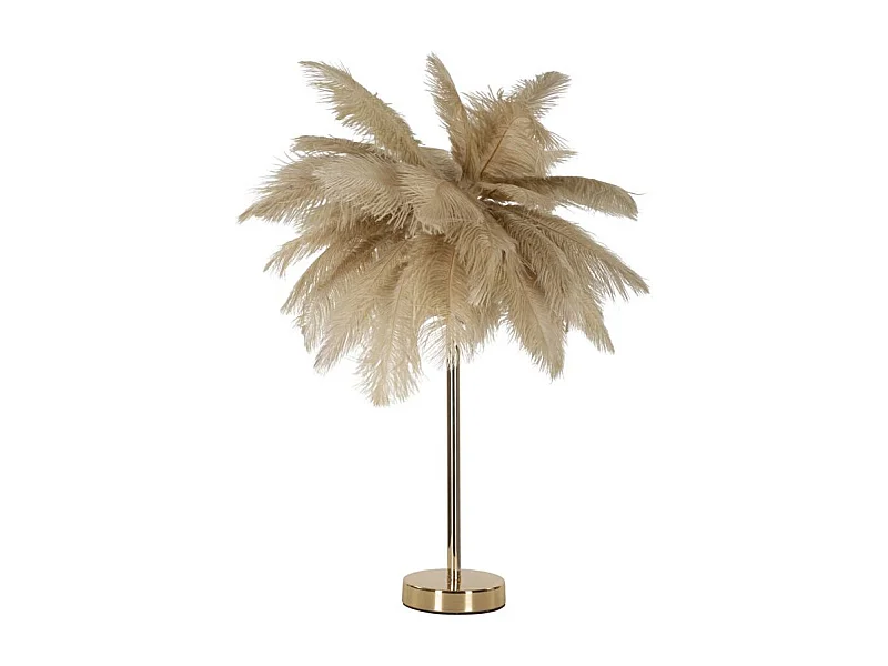 Tischlampe mit Federlampenschirm und 2 Lichtquellen Palm S - Braun