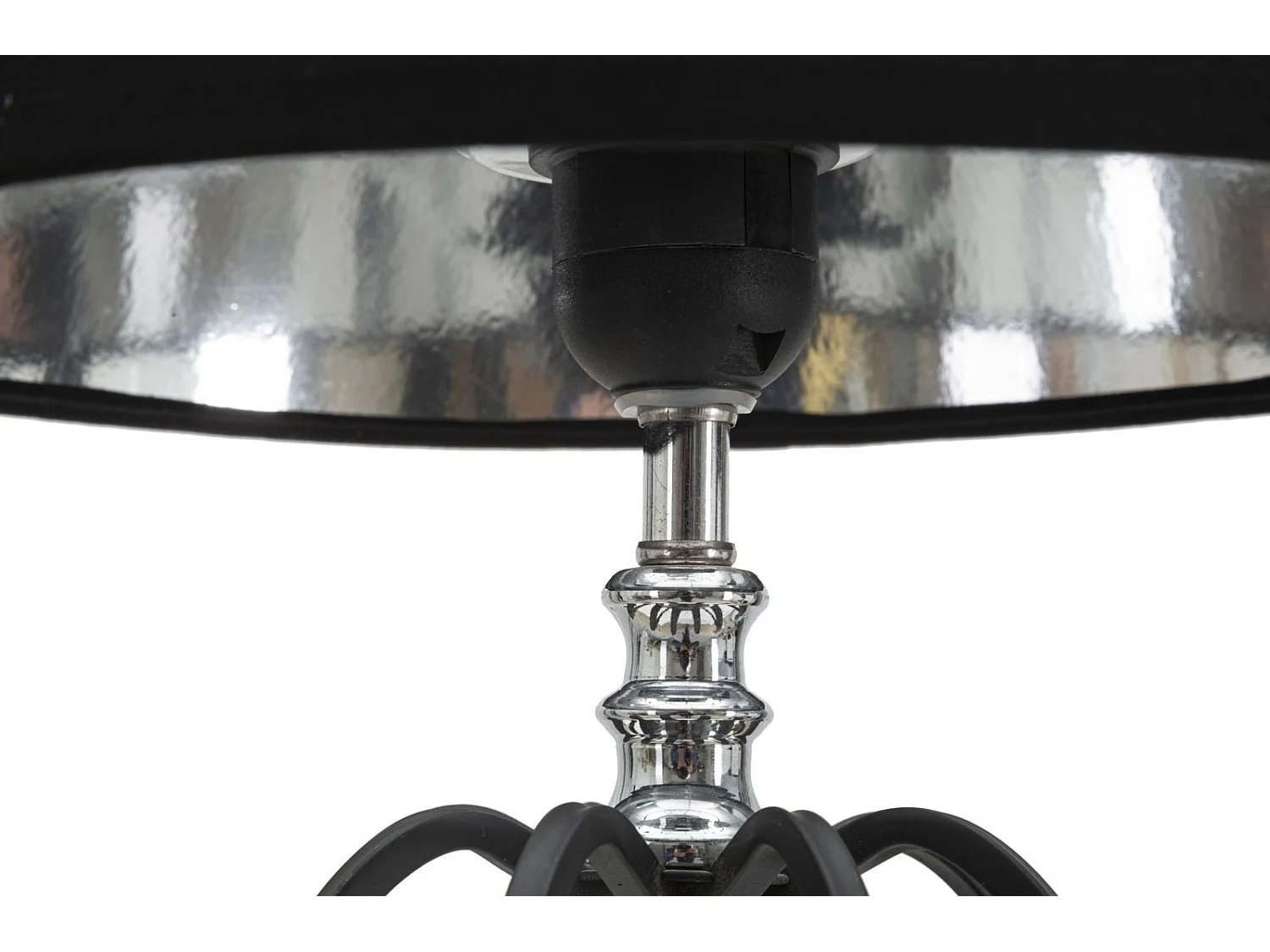 Zwarte metalen lamp met zwarte lampenkap Ø 28x56 cm