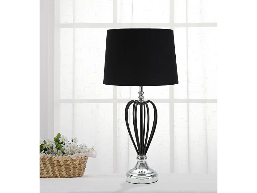 Zwarte metalen lamp met zwarte lampenkap Ø 28x56 cm