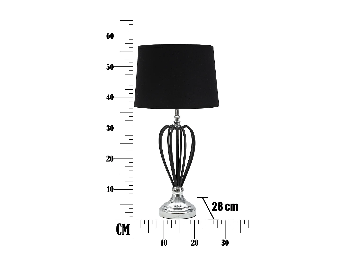 Lampe à Poser en Métal "Darky" 56cm Noir & Argent