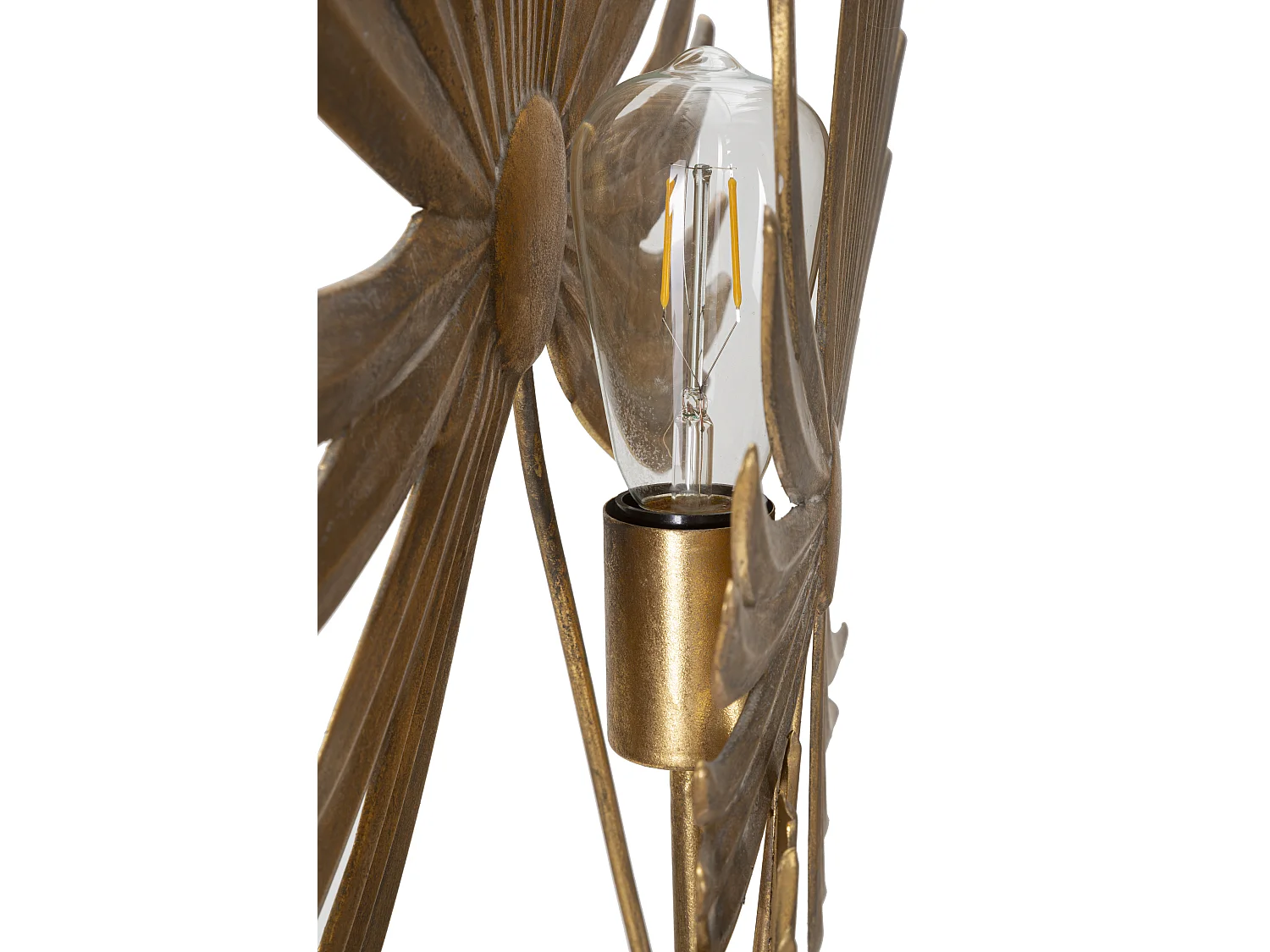 Lampada da tavolo in metallo dorata con foglie cm 51x19,5x90