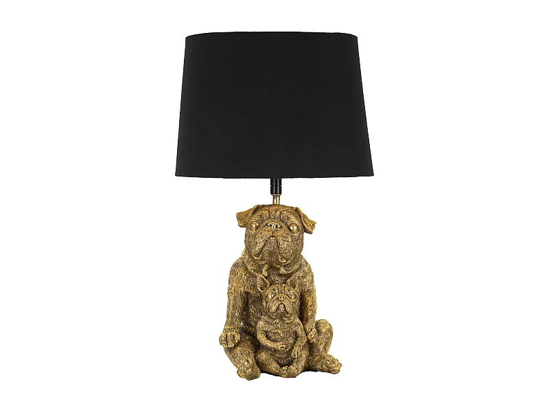Lampe à Poser en Résine "Chiens" 43cm Or & Noir