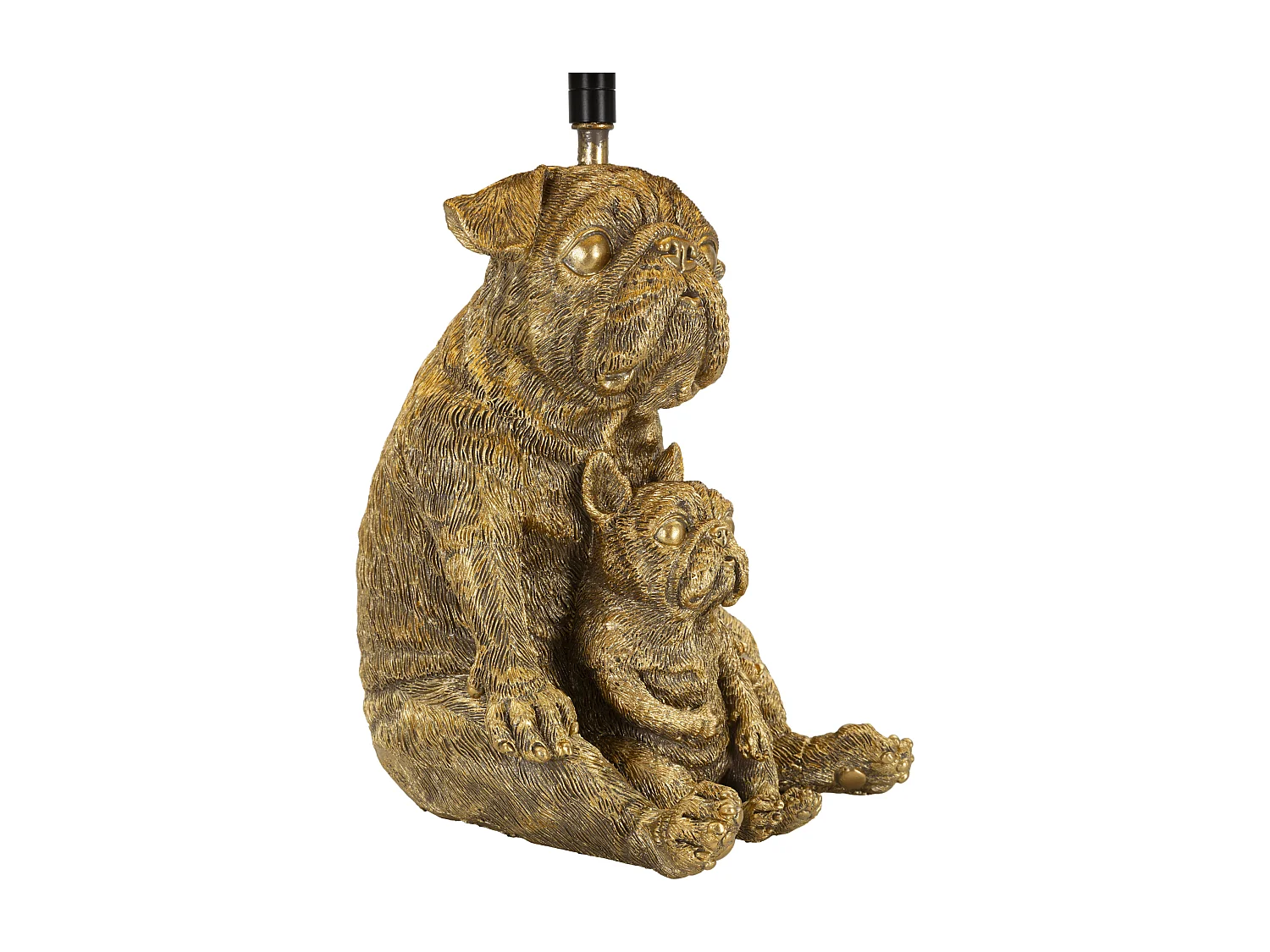 Lampe à Poser en Résine "Chiens" 43cm Or & Noir