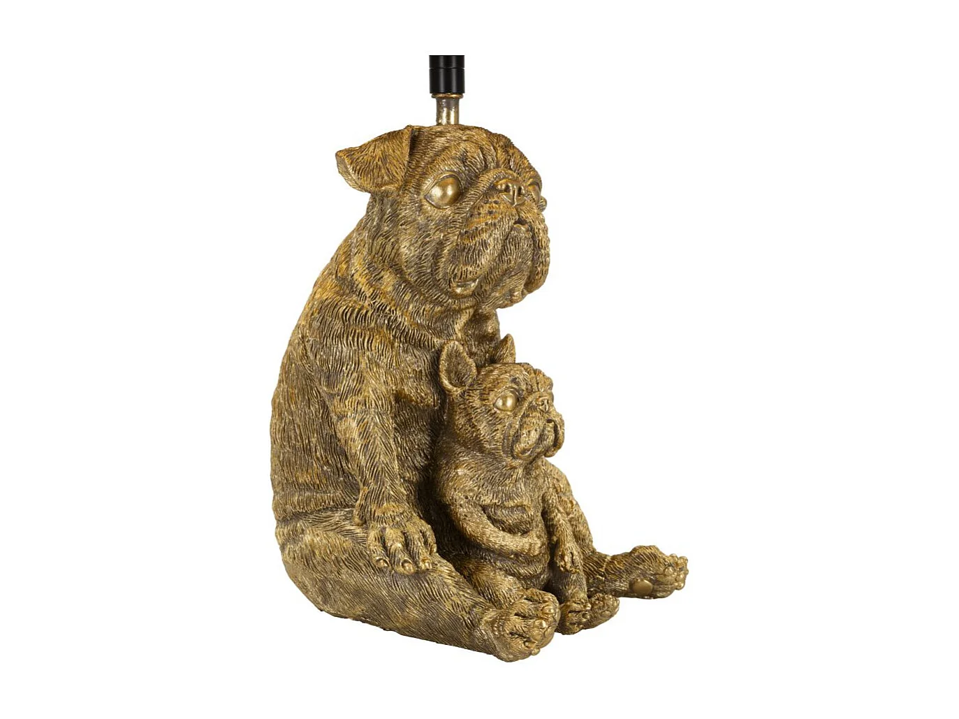 Lampe à Poser en Résine "Chiens" 43cm Or & Noir