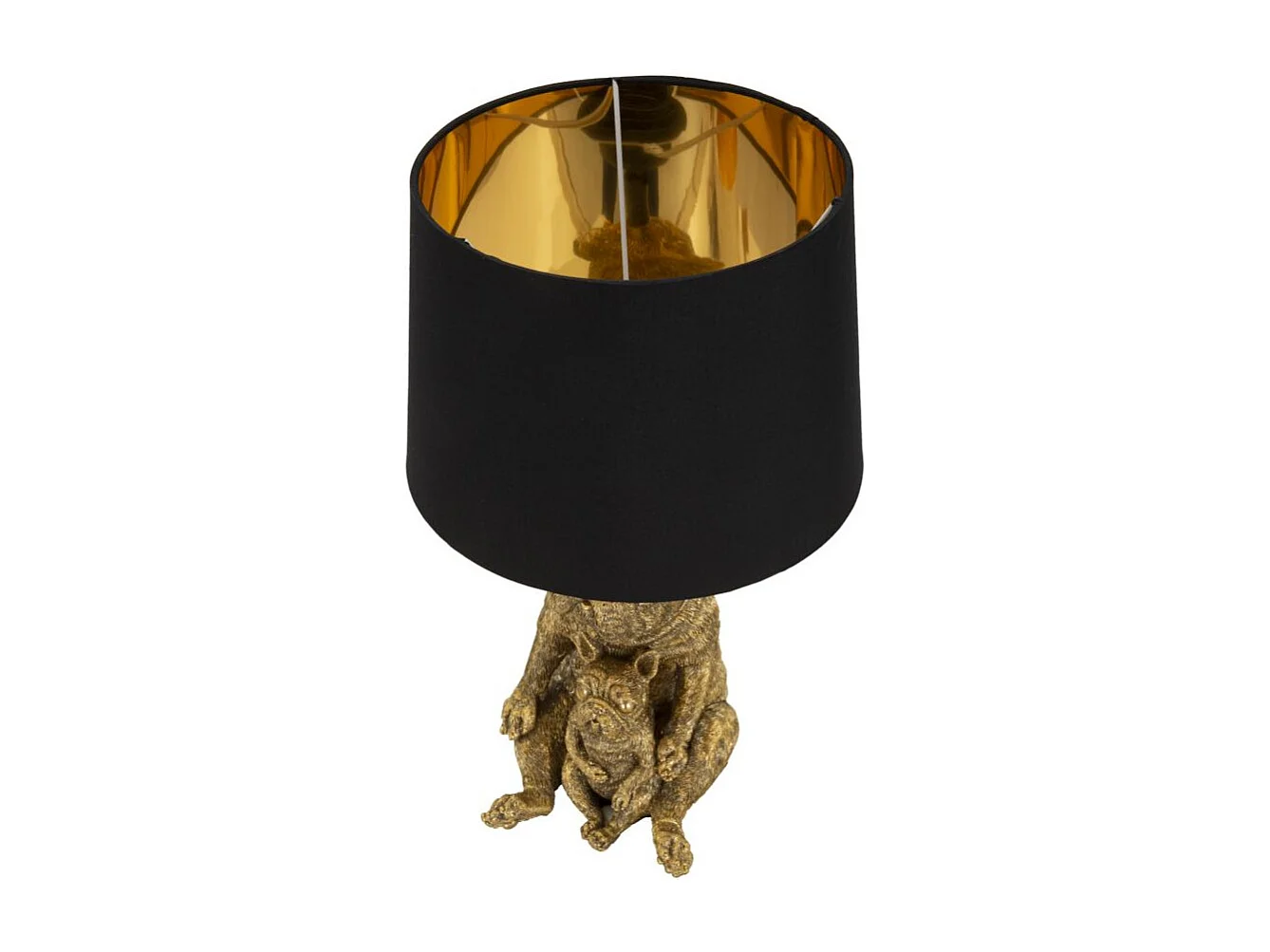 Lampe à Poser en Résine "Chiens" 43cm Or & Noir