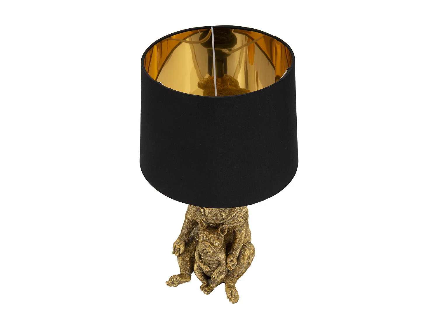 Lampe à Poser en Résine "Chiens" 43cm Or & Noir