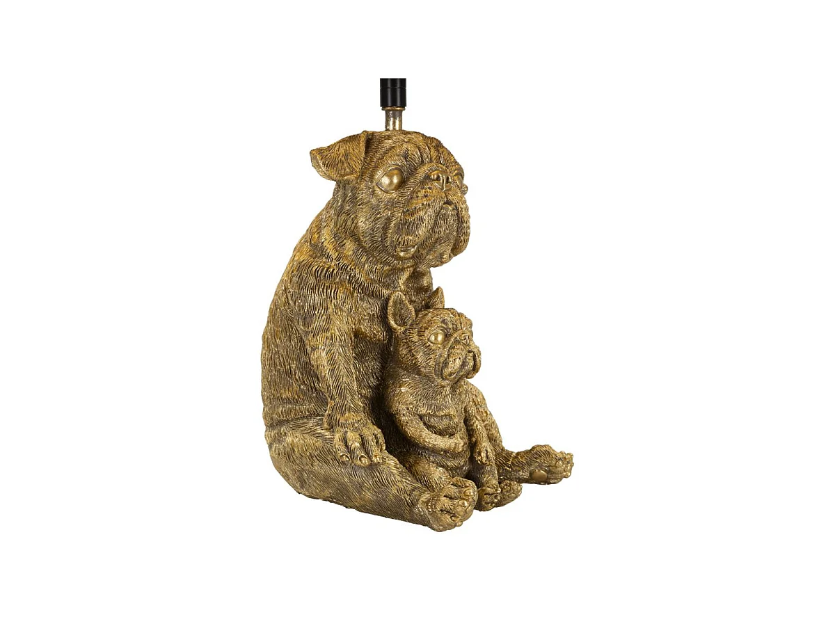 Lampe à Poser en Résine "Chiens" 43cm Or & Noir