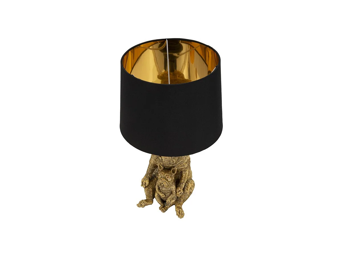 Lampe à Poser en Résine "Chiens" 43cm Or & Noir