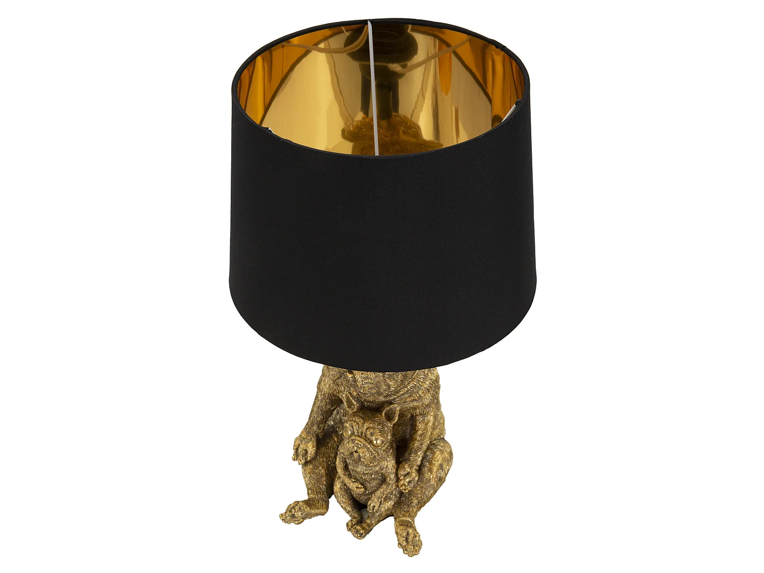 Lampe à Poser en Résine "Chiens" 43cm Or & Noir